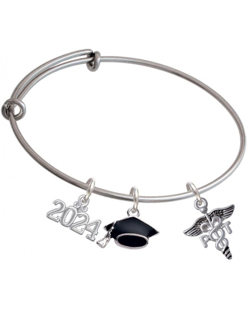 Silvertone Caduceus - Therapist - Silvertone Class of 2024 Graduation Charm Bangle Bracelet PT $22.41 Bracelets