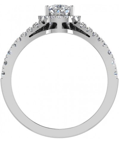 Pear Cut Halo Diamond Wedding Ring Set 14K Gold (Moissanite Center) White Gold $498.12 Sets