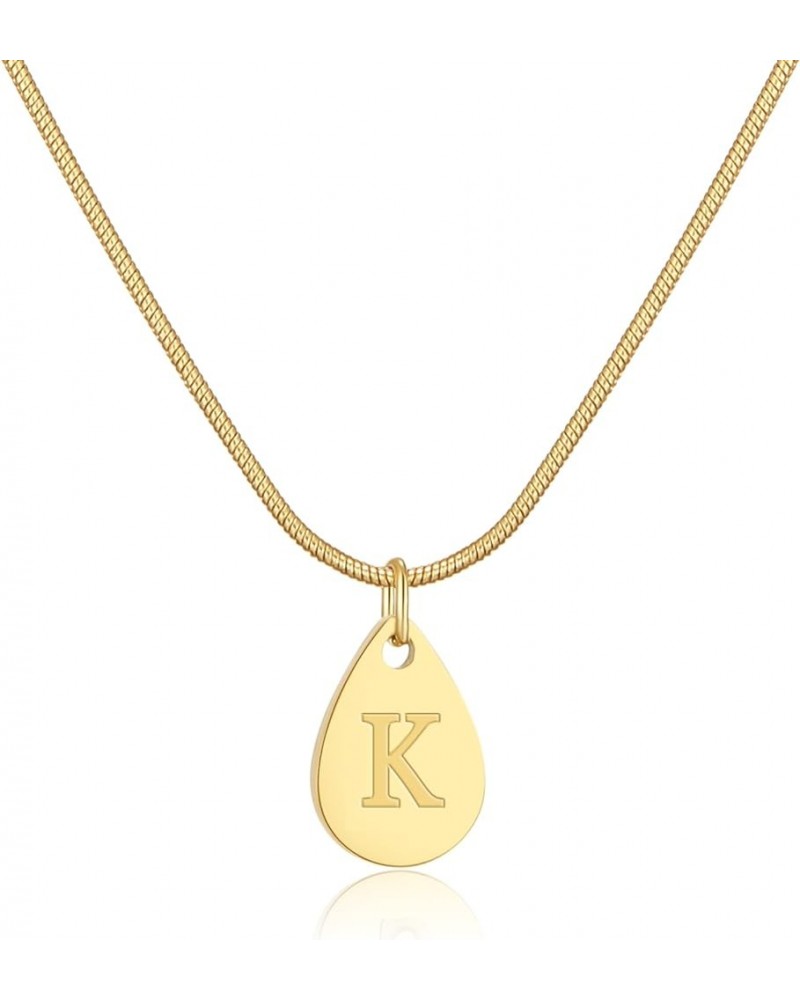 Teardrop Initial Letter Necklaces for Women Girls,14k Gold Plated Letter A-Z Tiny waterdrop Pendant Letter Necklace for Women...