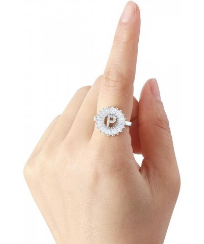 Initial Letter Knuckle Ring Charm A-Z Alphabet Adjustable Open Rings for Women Girls P silver color $7.41 Rings