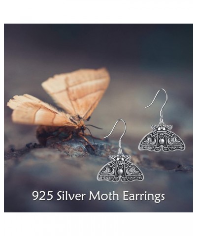 Luna Moth Dangle Earrings for Women Sterling Silver Wiccan Goth Death Moth Earrings Witchy Jewelry Gifts for Women Girls $17....