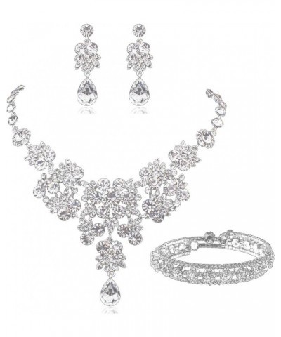 Women Crystal Rhinestone Jewelry Set Drop Bridal Collarbone Necklace Wedding Dress Accessories Prom Party Mother's day Valent...