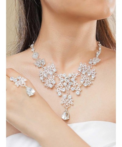 Women Crystal Rhinestone Jewelry Set Drop Bridal Collarbone Necklace Wedding Dress Accessories Prom Party Mother's day Valent...