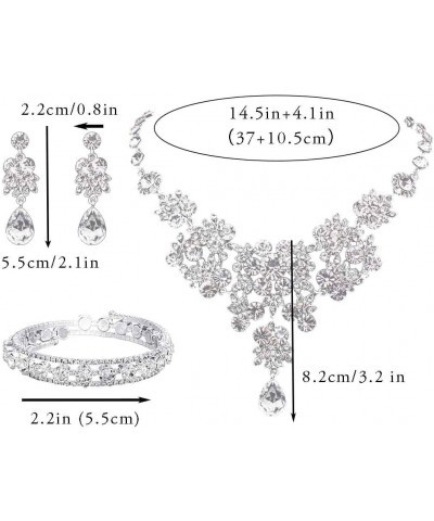 Women Crystal Rhinestone Jewelry Set Drop Bridal Collarbone Necklace Wedding Dress Accessories Prom Party Mother's day Valent...