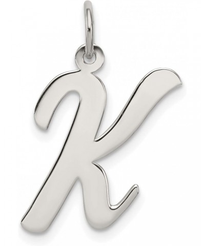 Sterling Silver Large Script Initial K Charm $15.49 Necklaces