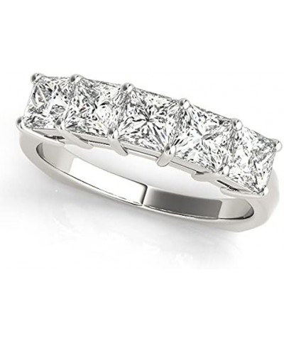 1 Carat (ctw) Gold Princess Cut 5 Stone Ring Diamond Wedding Band Value Collection (H-I Color SI1-SI2 Clarity) 8 White Gold $...