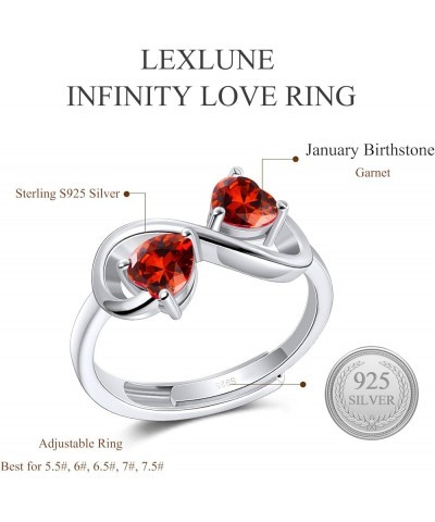 Birthstone Ring for Women, Infinity Love Heart Ring for Her, Sterling S925 Silver Cubic Zirconia, Birthday Jewelry Friendship...