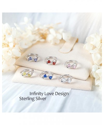 Birthstone Ring for Women, Infinity Love Heart Ring for Her, Sterling S925 Silver Cubic Zirconia, Birthday Jewelry Friendship...