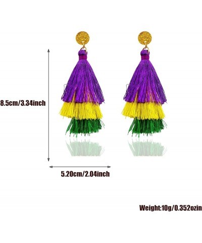 Mardi Gras Earrings for Women Bohemia Crown Mask Woven Tassel Earrings Acrylic Owl Dangle Earrings Carnival Theme Beads Croco...