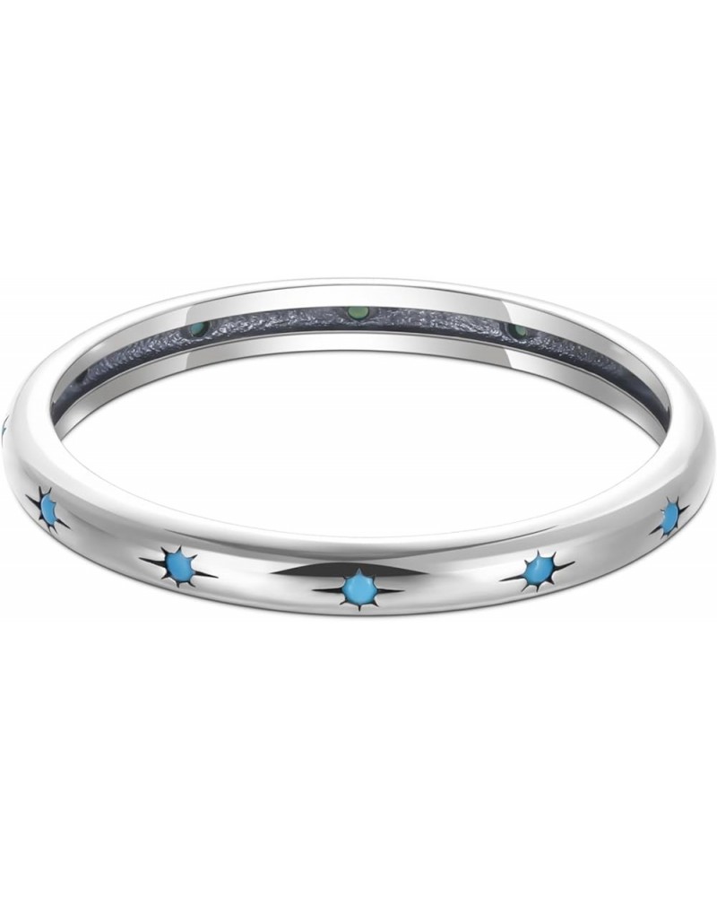 925 Sterling Silver Ring Engagement Wedding Band with Blue Turquoise Stackable Rings for Her Size 4-10 silver $8.82 Rings