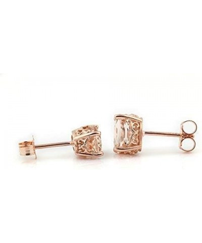 Solid 14k Rose Gold Morganite Stud Earrings 8x6mm Oval $100.19 Earrings