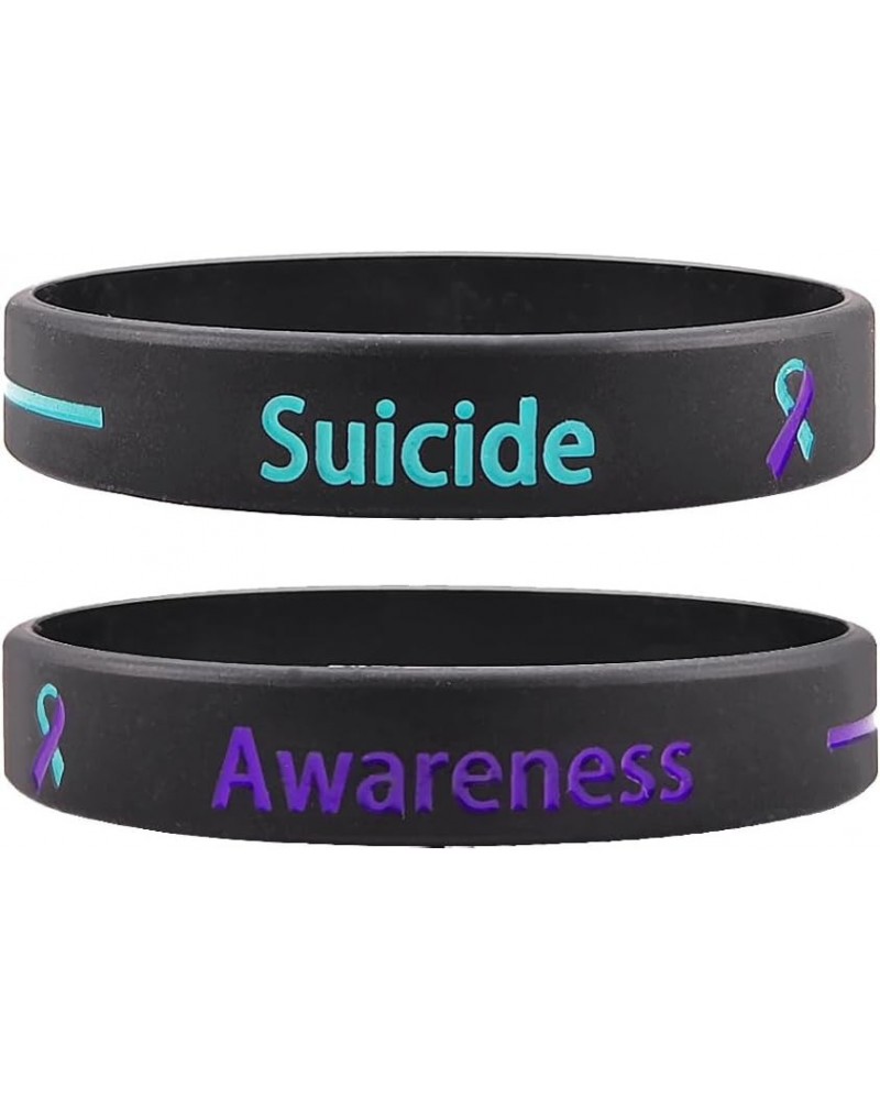 Suicide Pprevention Awareness Wristbands for Men Women,Teal and Purple Suicide Prevention Bracelets I Wear Purple Rubber Wris...