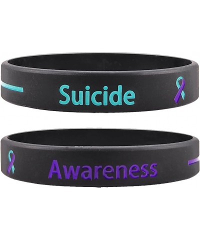 Suicide Pprevention Awareness Wristbands for Men Women,Teal and Purple Suicide Prevention Bracelets I Wear Purple Rubber Wris...