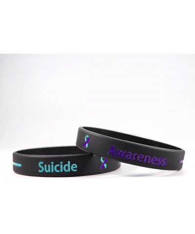 Suicide Pprevention Awareness Wristbands for Men Women,Teal and Purple Suicide Prevention Bracelets I Wear Purple Rubber Wris...