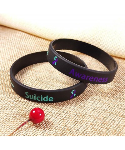 Suicide Pprevention Awareness Wristbands for Men Women,Teal and Purple Suicide Prevention Bracelets I Wear Purple Rubber Wris...