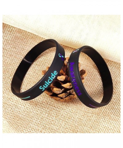 Suicide Pprevention Awareness Wristbands for Men Women,Teal and Purple Suicide Prevention Bracelets I Wear Purple Rubber Wris...