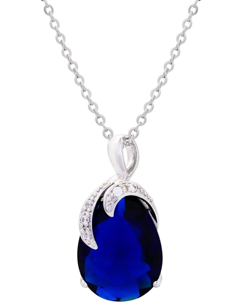 Platinum Plated AAA Zircon Pendant Necklace Birthstone Crystal Jewelry Gifts for Classy Women Teardrop-Blue $10.25 Necklaces