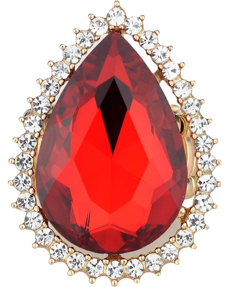 Women's Teardrop Stone Studs Fashion Stretch Ring Clear Encircled Teardrop, Red $9.71 Rings