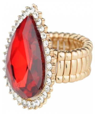 Women's Teardrop Stone Studs Fashion Stretch Ring Clear Encircled Teardrop, Red $9.71 Rings