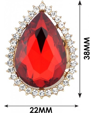 Women's Teardrop Stone Studs Fashion Stretch Ring Clear Encircled Teardrop, Red $9.71 Rings