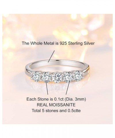 5ct Moissanite Engagement Wedding Ring for Women, 5 Stones 925 Sterling Silver D Color VVS Diamond Promise Ring with Certific...