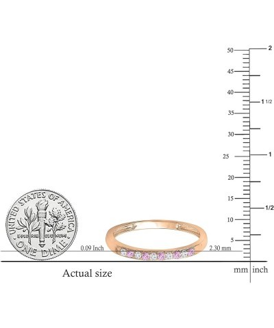 Round Pink Sapphire & White Diamond Alternate Stone Wedding Band for Women in 10K Gold 5.5 Rose Gold $83.88 Bracelets