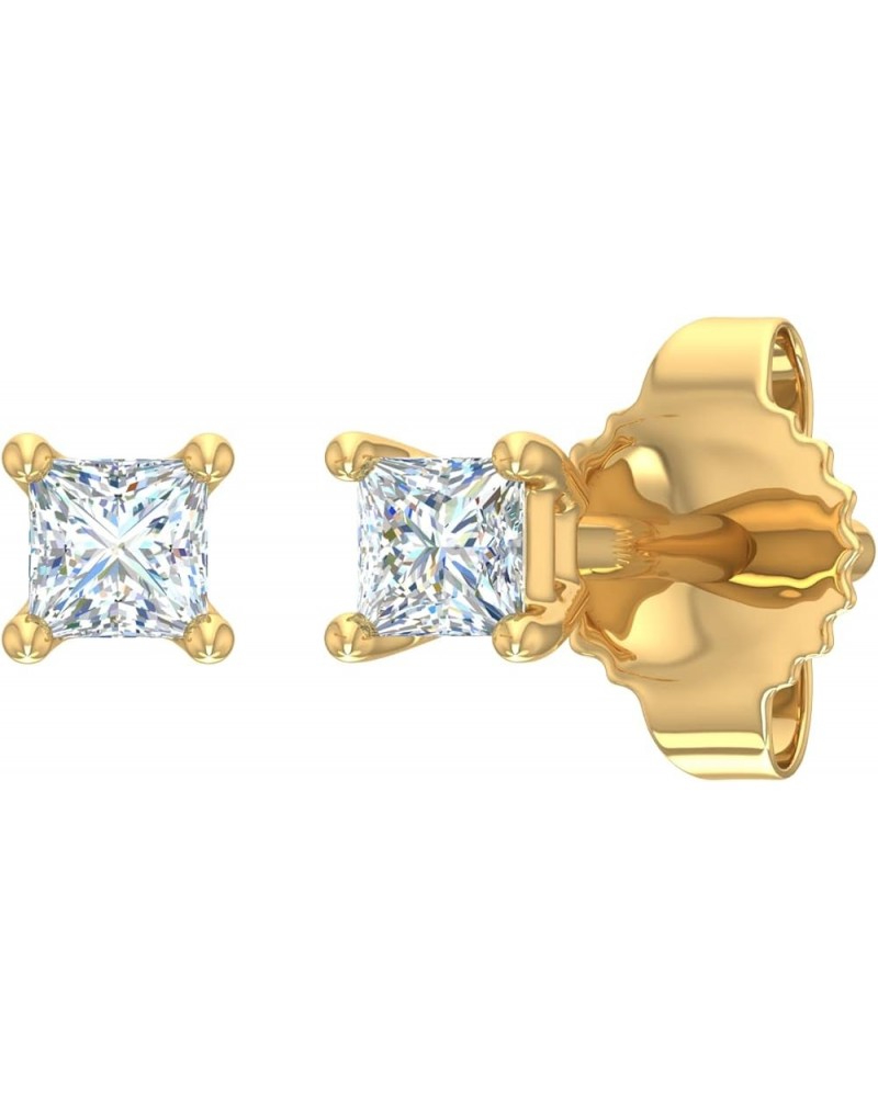 0.05 to 1/5 Carat Princess cut Diamond Stud Earrings in 14K Gold Yellow Gold 0.05 carats $61.25 Earrings