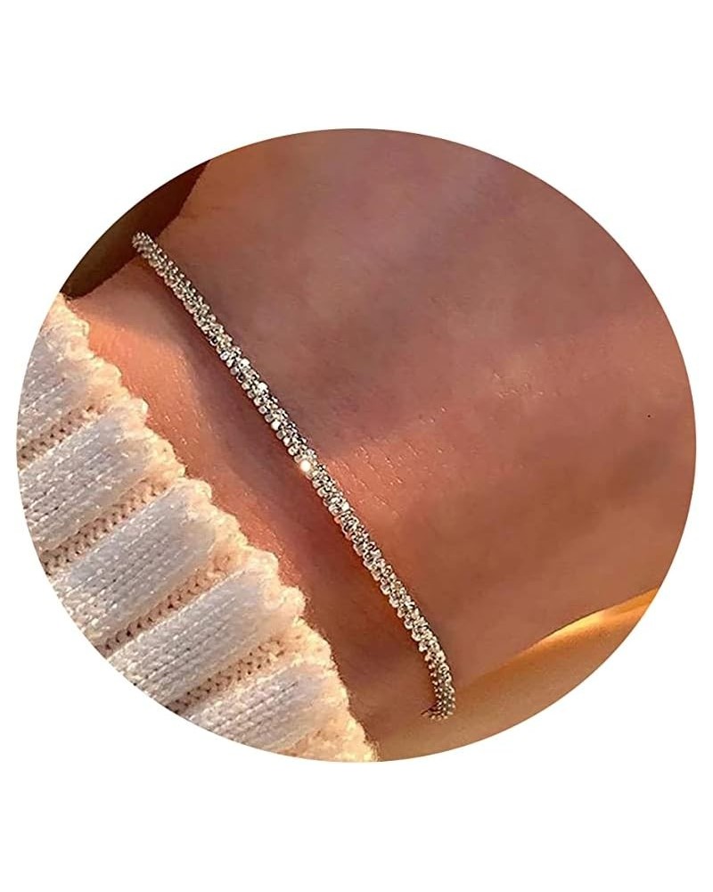 Dainty Gold Bracelets for Women Cute Tiny Sideways Cross Bracelets Layered Pearls Herringbone Chain Toggle Clasp Bracelet Min...