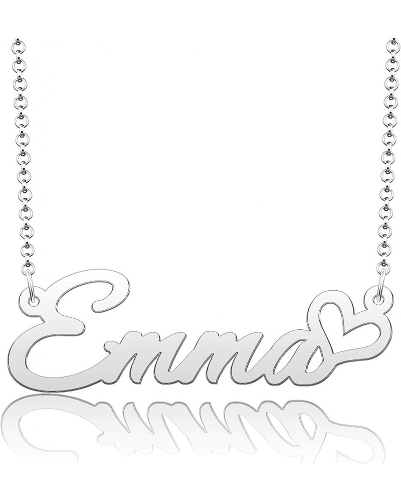 Personalized Name Necklace Heart Symbol Copper Jewelry for Girls Name Necklace for Women Gold Name Necklace Emma-Silver $10.0...