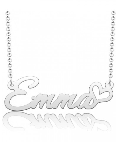 Personalized Name Necklace Heart Symbol Copper Jewelry for Girls Name Necklace for Women Gold Name Necklace Emma-Silver $10.0...