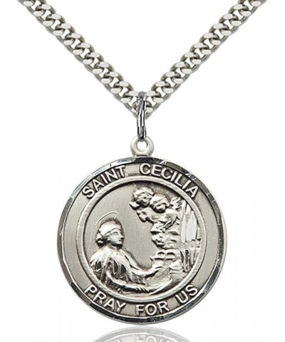 Sterling Silver Round Patron Saint Medal Pendant, 1 Inch Saint Cecilia $54.55 Pendants