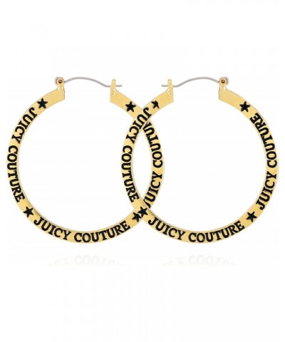 Goldtone Logo and Star Flat Hoop Earrings $11.42 Earrings