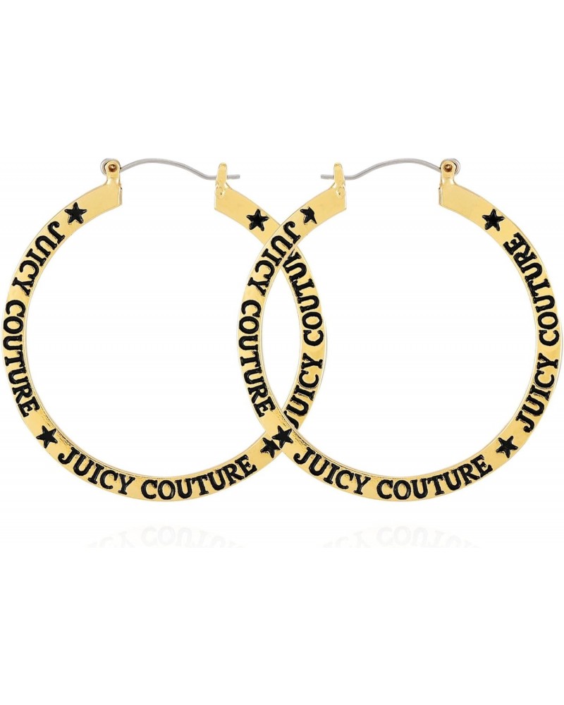 Goldtone Logo and Star Flat Hoop Earrings $11.42 Earrings