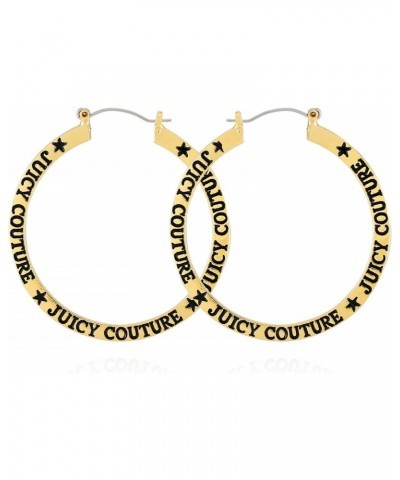 Goldtone Logo and Star Flat Hoop Earrings $11.42 Earrings