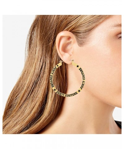 Goldtone Logo and Star Flat Hoop Earrings $11.42 Earrings