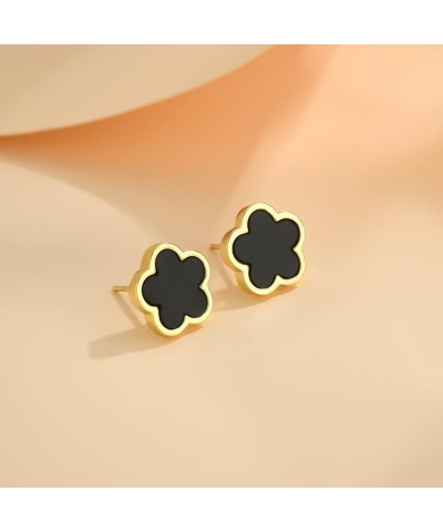 Four Leaf Clover Necklace and Stud Earrings Set for Women Lucky Flower 14K Gold Jewelry Black-14K Gold $8.07 Jewelry Sets