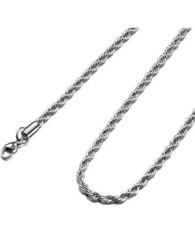 Twist Chain Necklace - Stainless Steel Rope Jewelry for Men & Women 22 Inches 5mm Wide $9.71 Necklaces