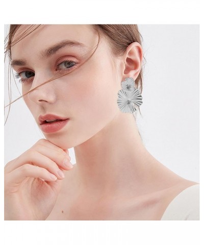 Bohemian Plant Flower Leaf Earrings Cute Gold Flower Floral Petal Dangle Earrings For Women Girls silver $5.82 Earrings