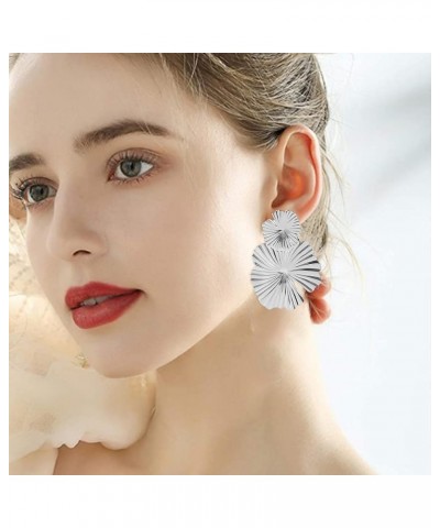 Bohemian Plant Flower Leaf Earrings Cute Gold Flower Floral Petal Dangle Earrings For Women Girls silver $5.82 Earrings