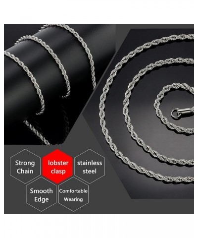 Twist Chain Necklace - Stainless Steel Rope Jewelry for Men & Women 22 Inches 5mm Wide $9.71 Necklaces