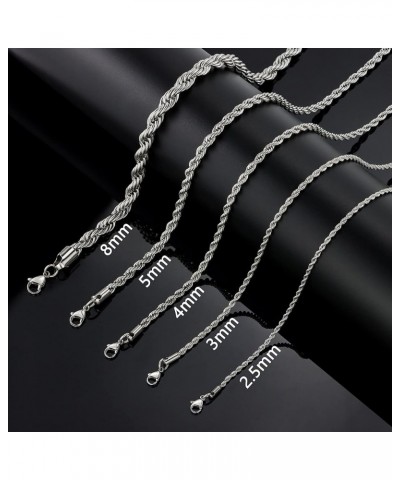 Twist Chain Necklace - Stainless Steel Rope Jewelry for Men & Women 22 Inches 5mm Wide $9.71 Necklaces