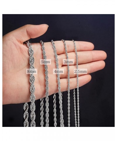 Twist Chain Necklace - Stainless Steel Rope Jewelry for Men & Women 22 Inches 5mm Wide $9.71 Necklaces