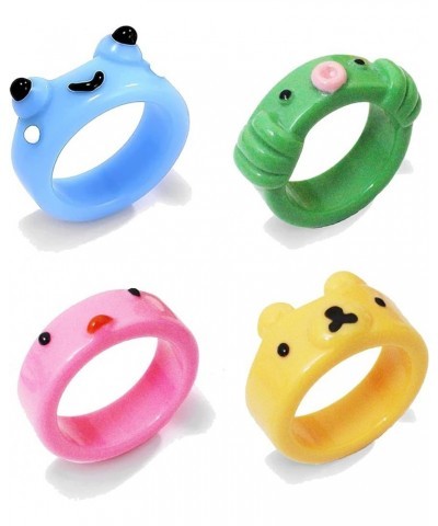 Clolrful Frog Clay Ring Y2K Cute 3D Animal Acrylic Aesthetic Friendship Chick Rings Finger Rings Resin Plastic Gift for Femal...