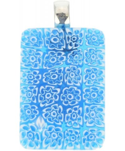 GlassOfVenice Murano Glass Millefiori Pendant Rectangular - Blue $34.42 Necklaces