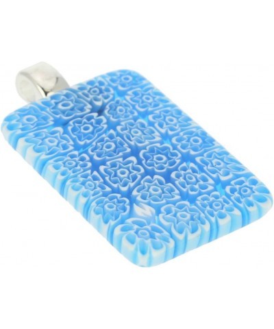 GlassOfVenice Murano Glass Millefiori Pendant Rectangular - Blue $34.42 Necklaces