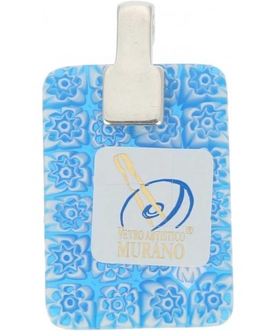 GlassOfVenice Murano Glass Millefiori Pendant Rectangular - Blue $34.42 Necklaces