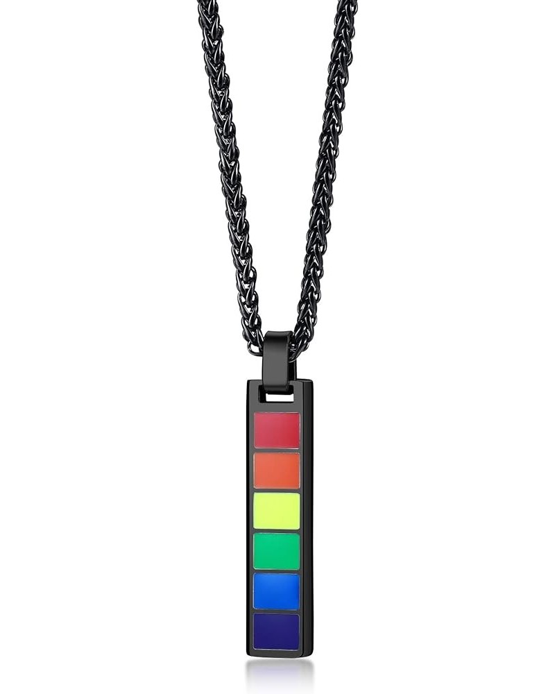 Personalized Gay Pride Necklace for Men Women,Custom Rainbow Flag Lesbian Friendship Pendant,LGBTQ Awareness Jewelry for Para...