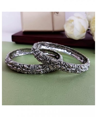 Boho Tribal Antique Oxidized Indian Jewelry Bracelet Bangle Set for Women Girls Silver (Set of 2 Pcs) 2-2 $11.02 Bracelets