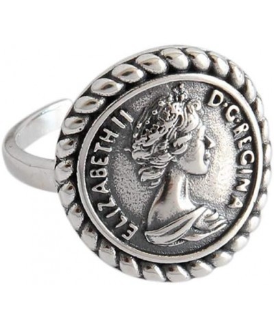 Antique Disc Carved Coin Open Statement Rings 925 Sterling Silver for Women Girls Men Adjustable Fashion Vintage Goddess Wors...