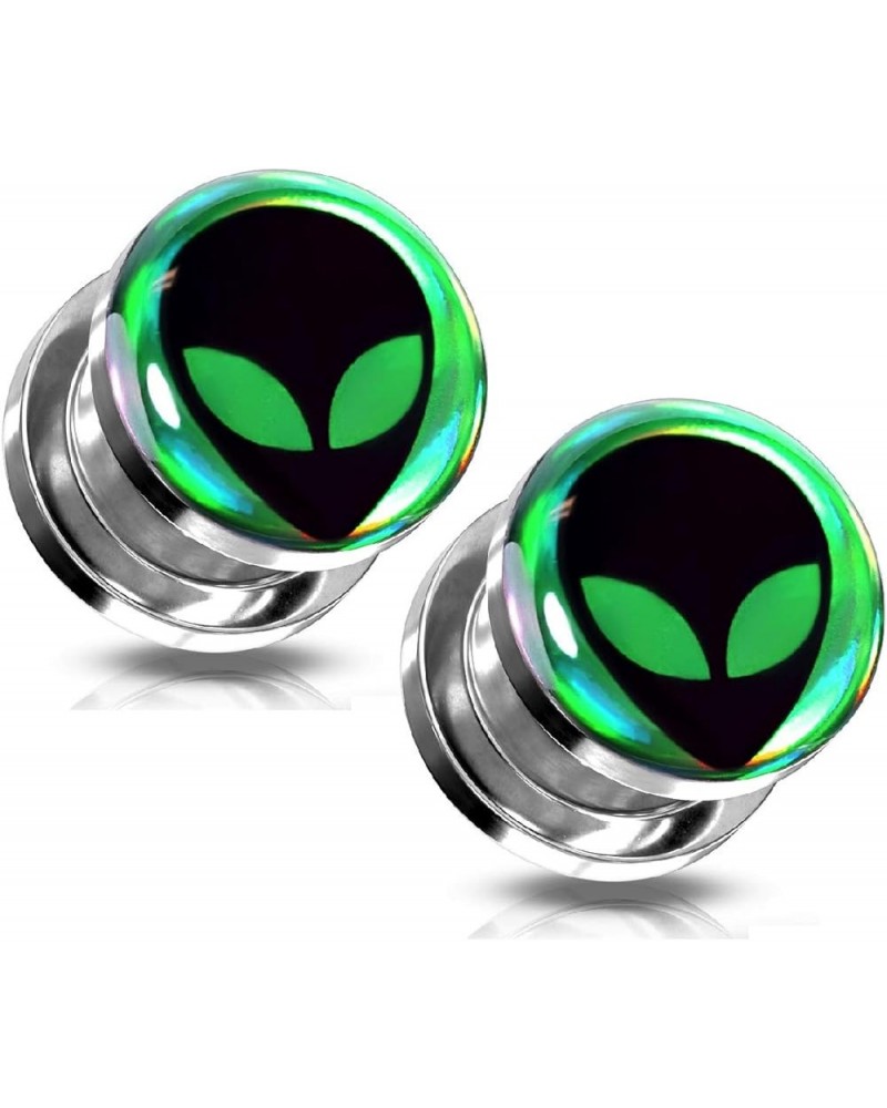 316L Stainless Steel Alien Hologram Screw Fit Plugs, Sold as a Pair 16mm (5/8") $10.32 Body Jewelry